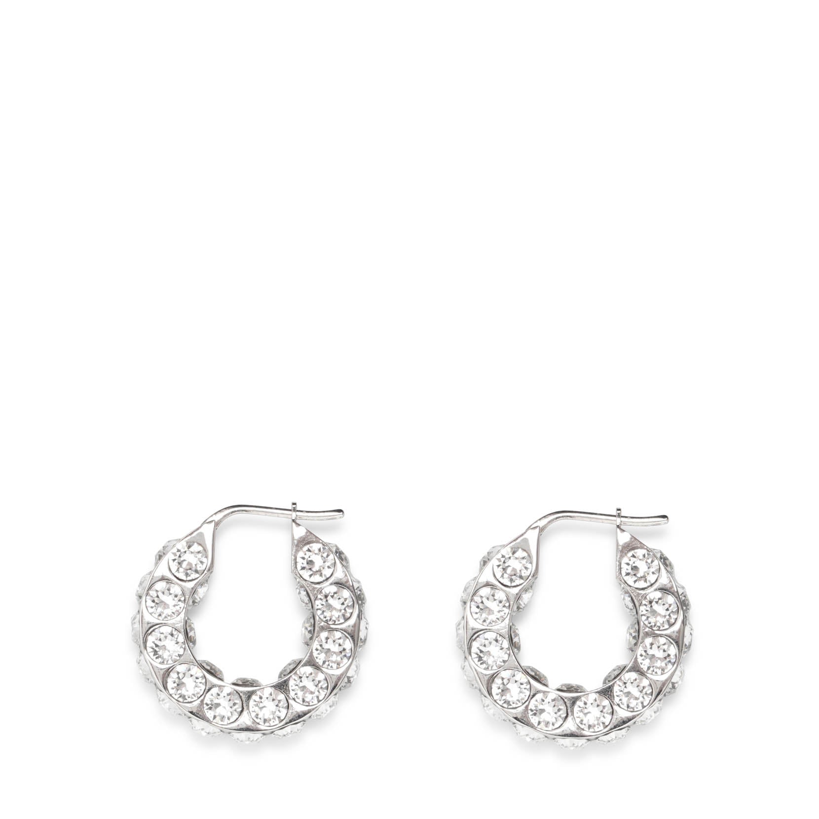 Amina Muaddi Jah Hoop Small White And Silver Crystal Earrings