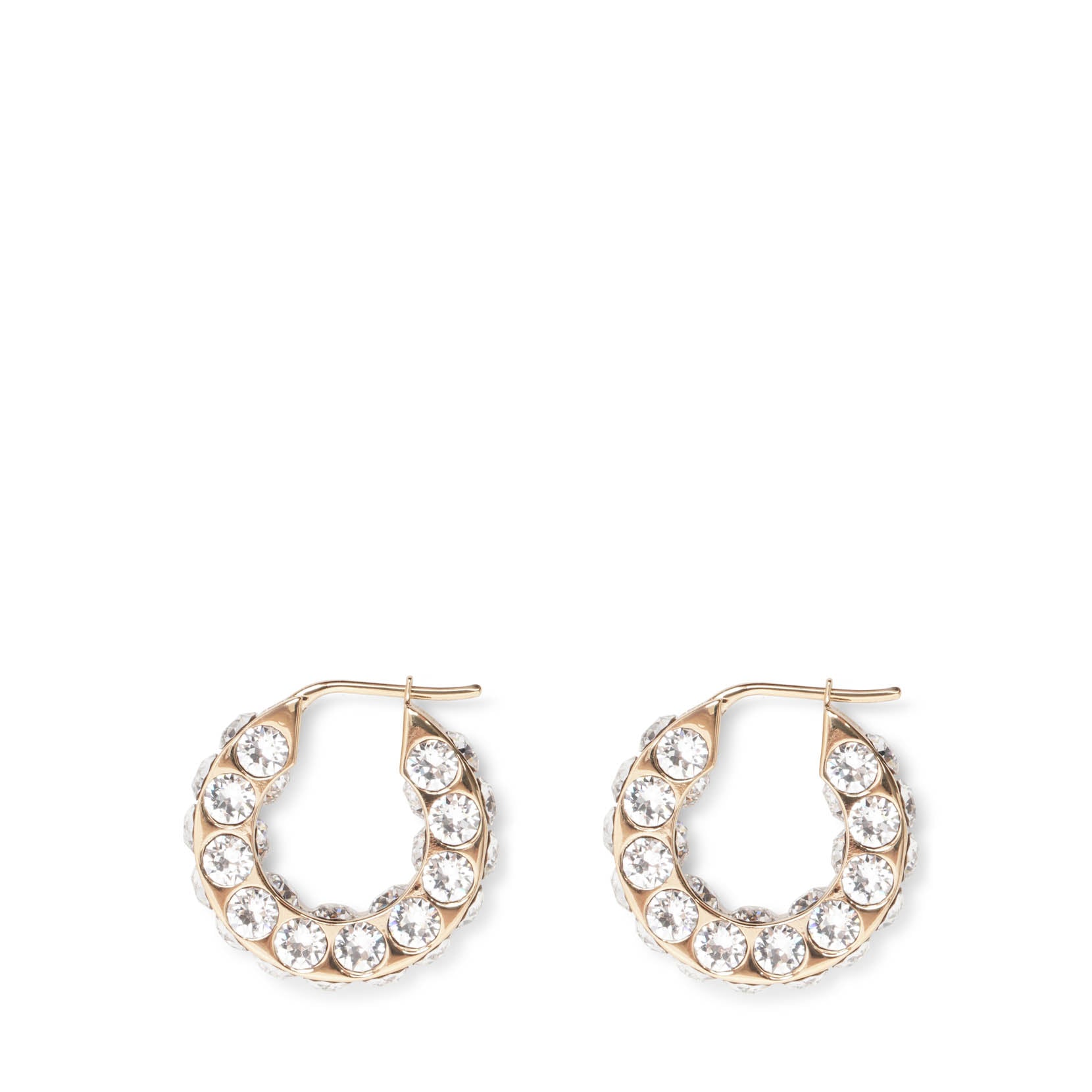 Amina Muaddi Jah Hoop Small White And Gold Crystal Earrings