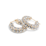 Jah hoop small white and gold crystal earrings