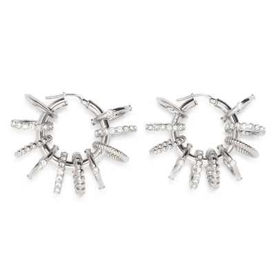 Multi ring hoop big white and silver crystal earrings