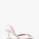 Begum sling 70 crystal embellished white leather pumps