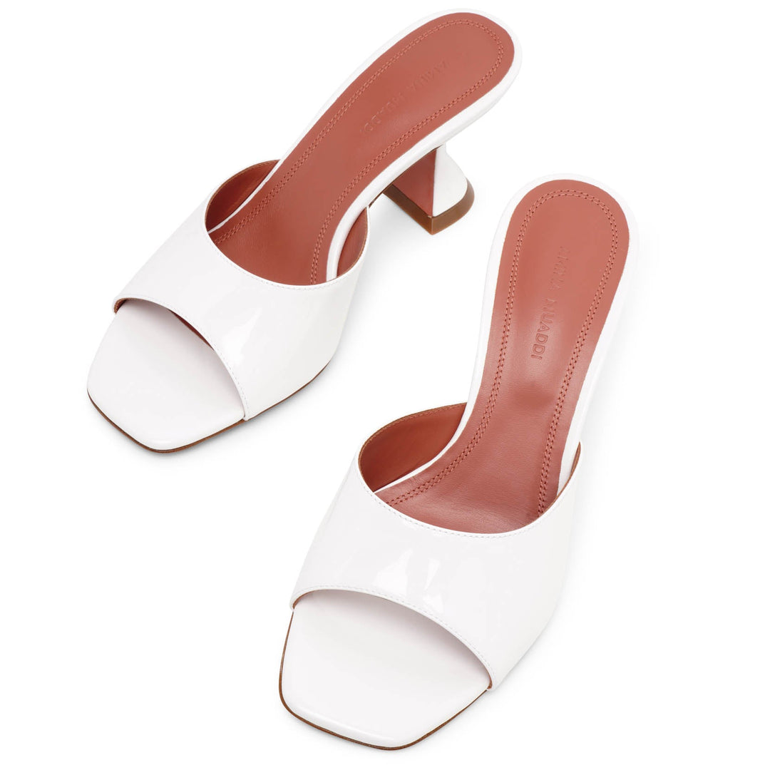 【AMINA MUADDI】関送込タキマキ愛用Lupita 70mm レザーミュール Amina Muaddi - Lupita White Nappa Leather Sandal, 70mm