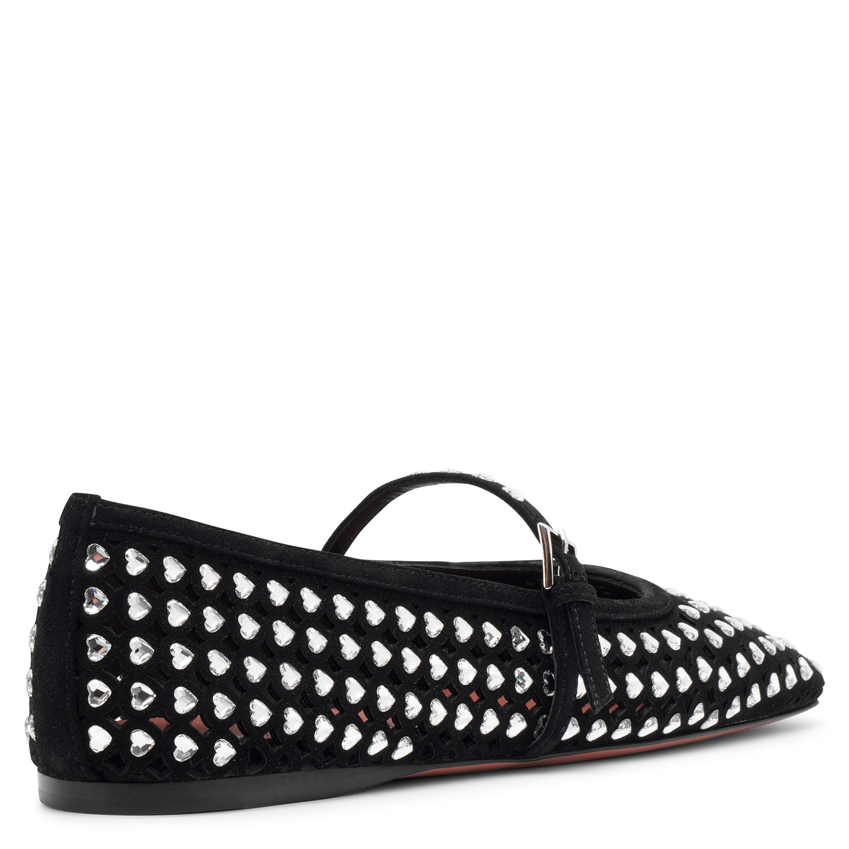 Ane black suede crystals flats