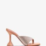 Shiona 95 beige satin crystal mules