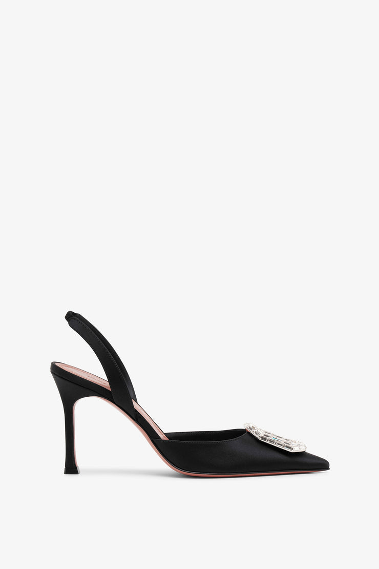 Camelia sling 90 black satin pumps