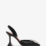 Begum sling 95 crystal embellished black leather pumps