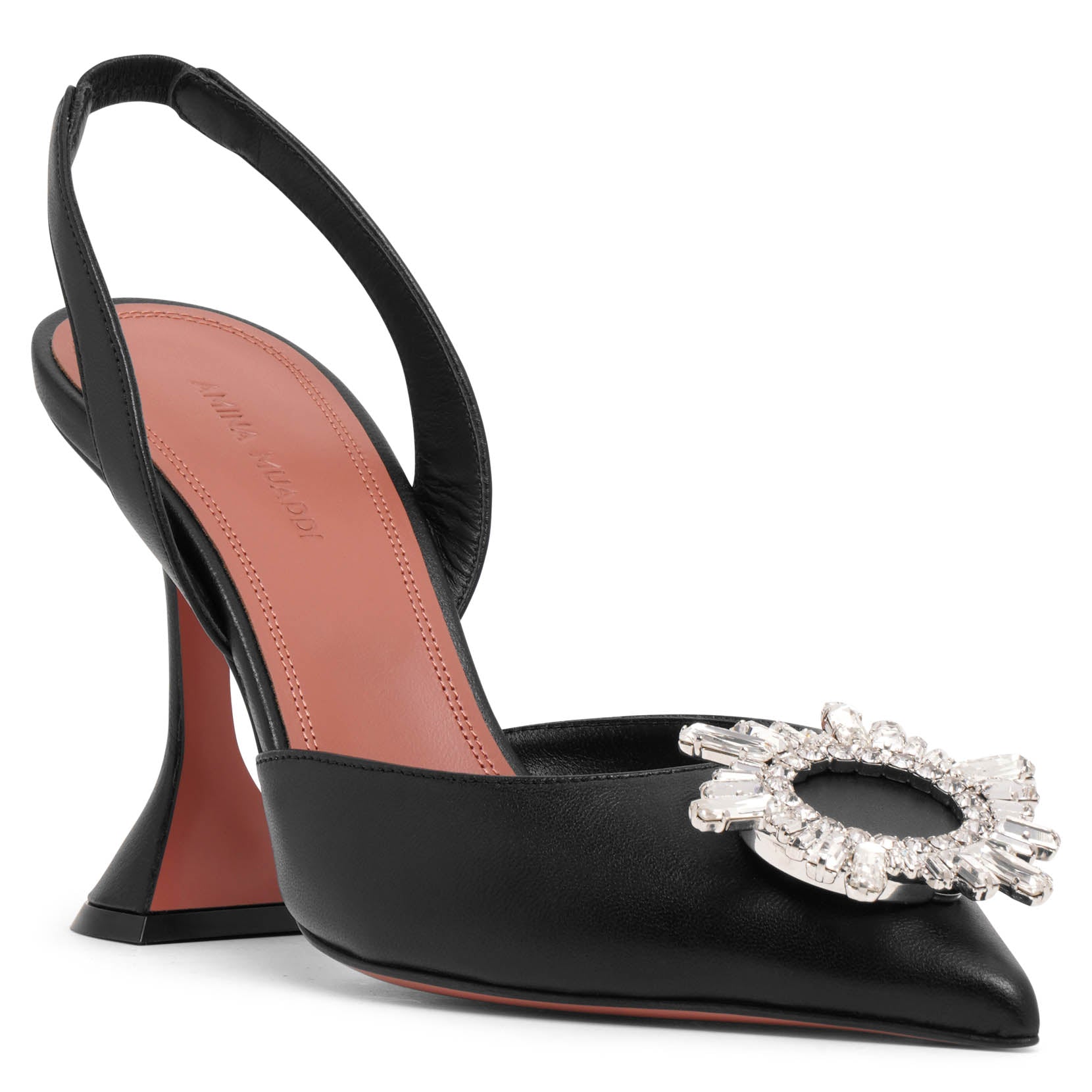 Begum sling 95 crystal embellished black leather pumps