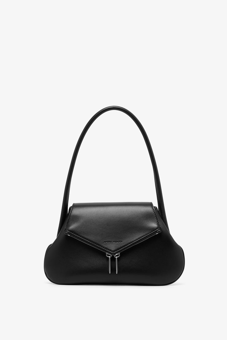 Gemini black leather shoulder bag