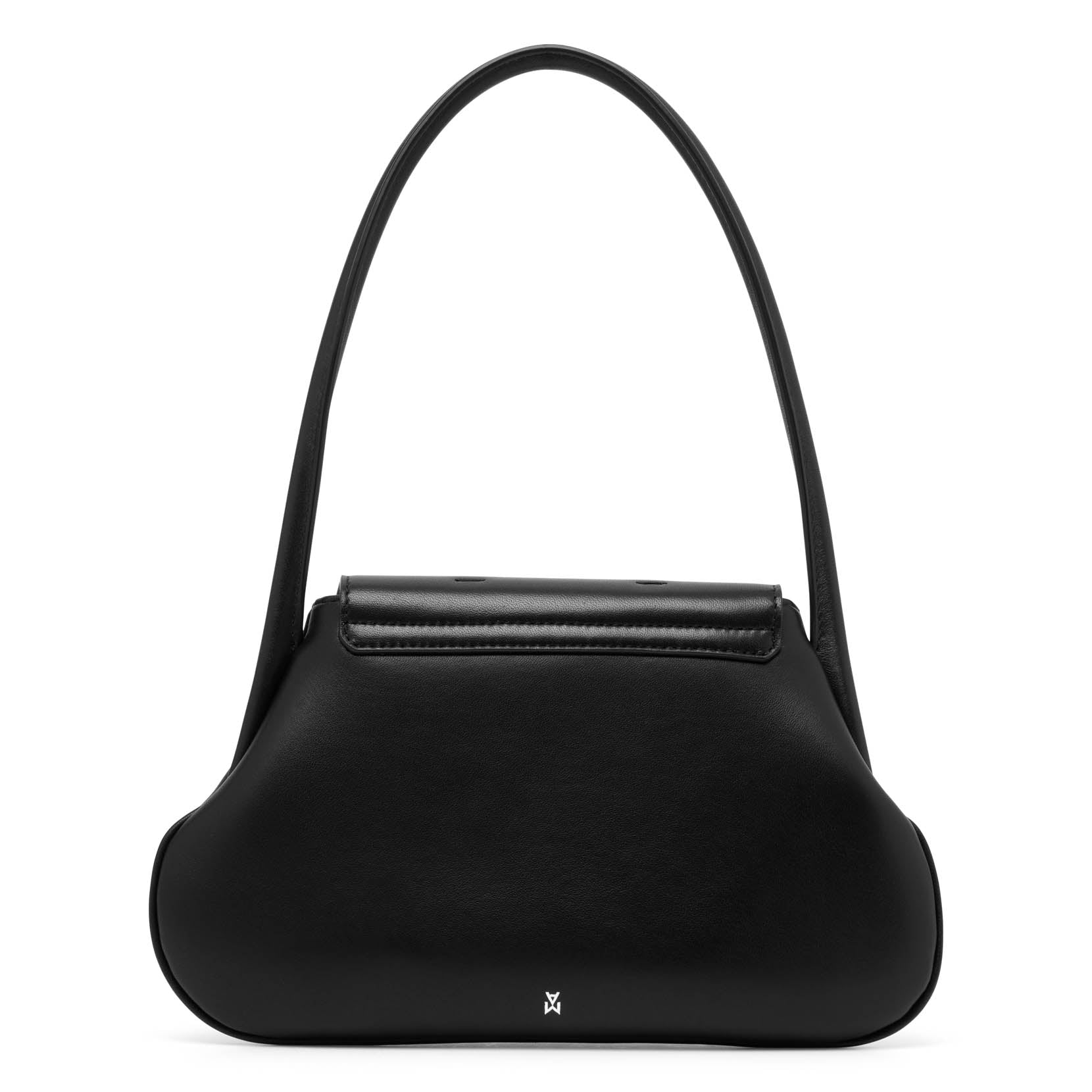 Shop Amina Muaddi Gemini Black Leather Shoulder Bag