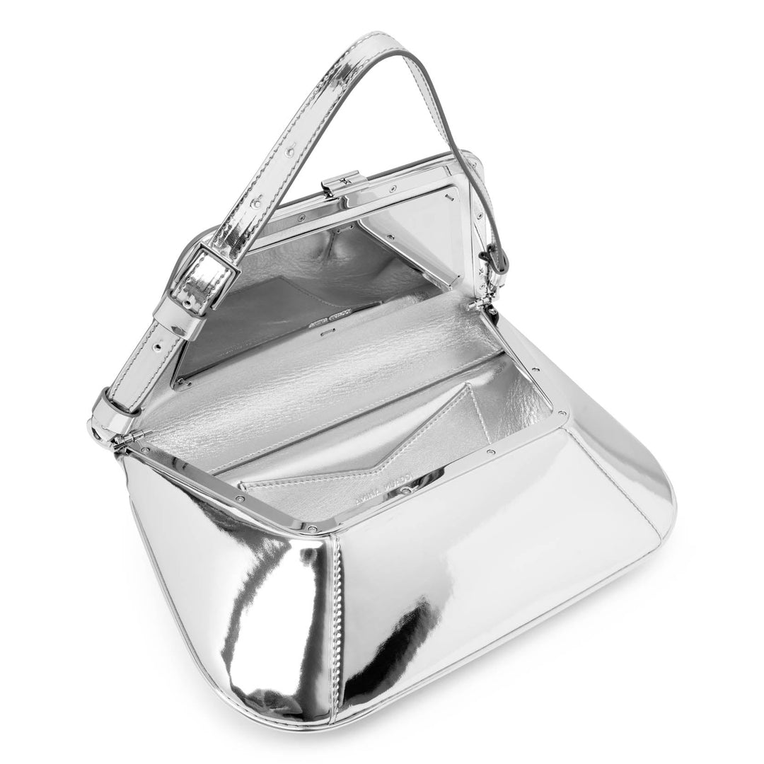 Amina Muaddi | Ami silver mirror shoulder bag | Savannahs