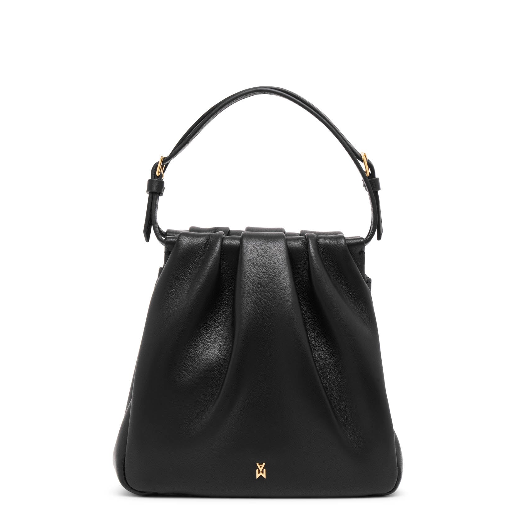 Shop Amina Muaddi Vittoria Black Leather Bag