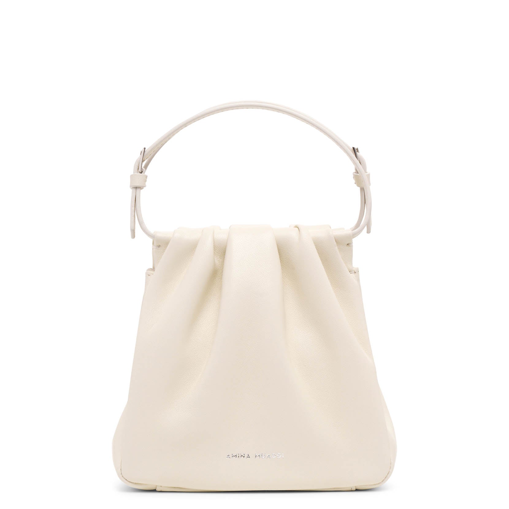 Shop Amina Muaddi Vittoria Off White Leather Bag