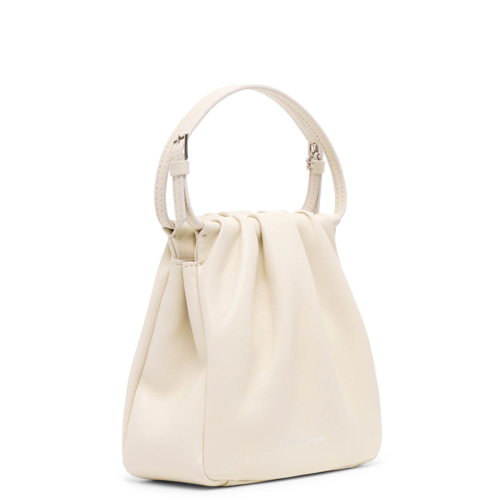 Shop Amina Muaddi Vittoria Off White Leather Bag
