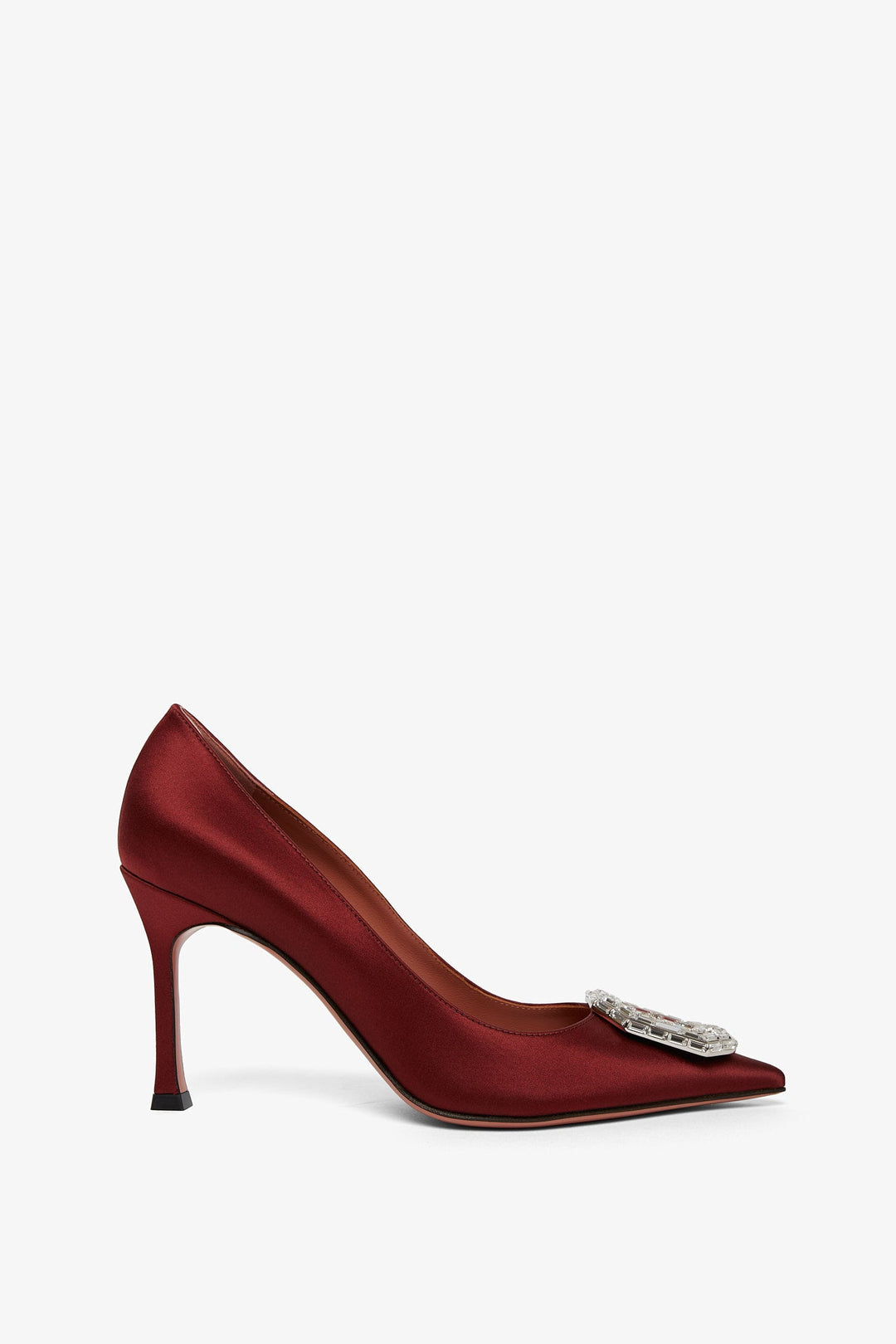 Red satin high heels deals