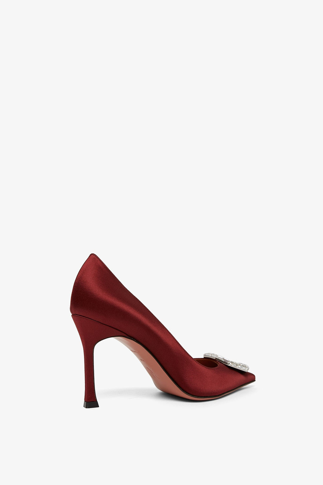Amina Muaddi | Camelia 90 red satin pumps | Savannahs