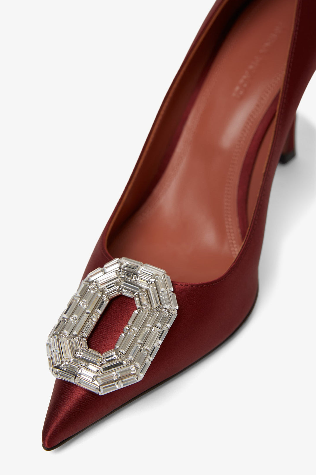 Amina Muaddi | Camelia 90 red satin pumps | Savannahs