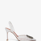 Camelia 90 white lace pumps