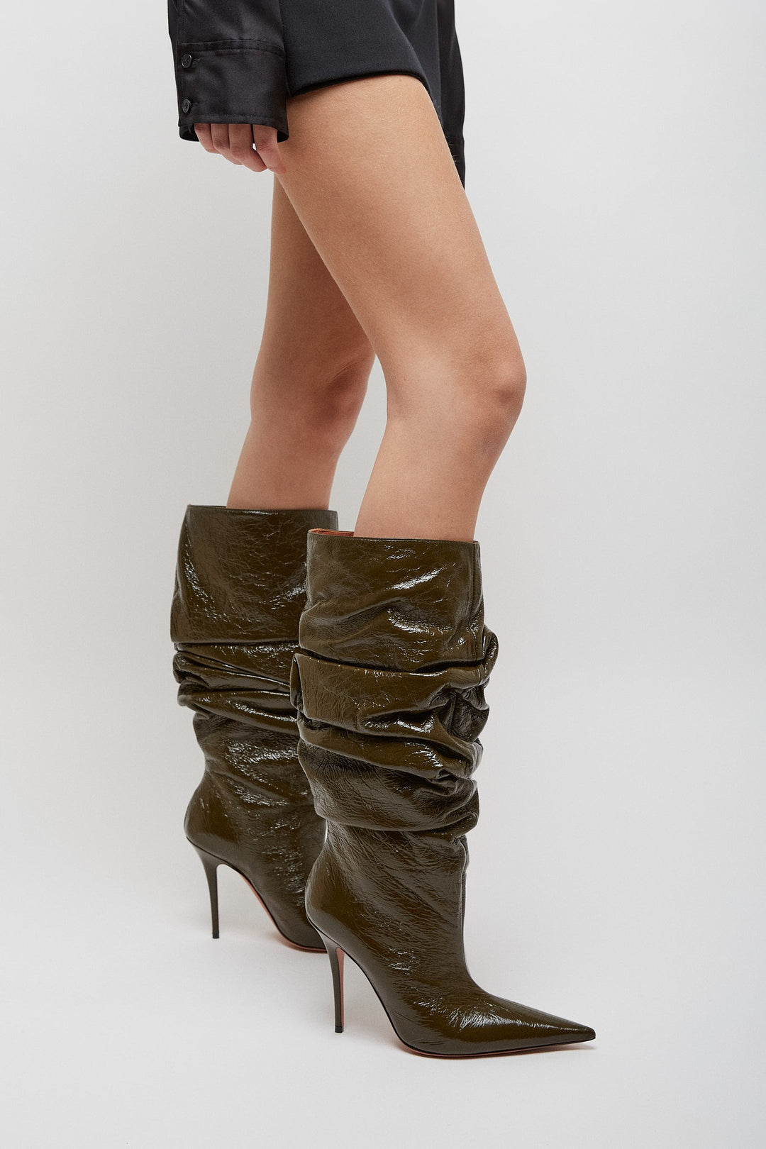 ロングブーツ AMINA MUADDI Sand fabric Veneda boots AMINA MUADDI Veneda ribbed stretch-knit knee boots | NET-A