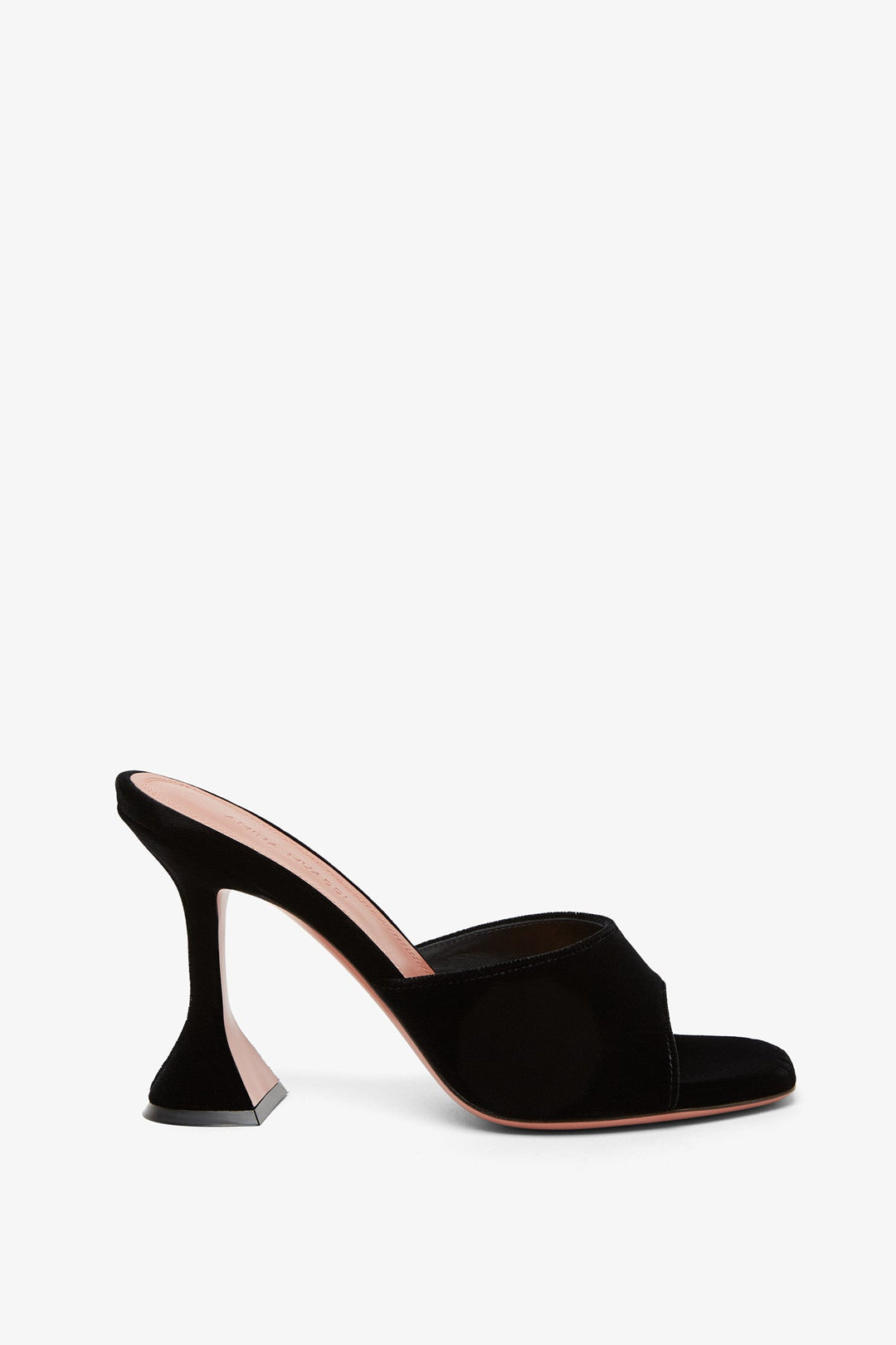【Amina Muaddi】 Lupita 95スエードミュール Amina Muaddi** Gold Leather Lupita 95 Mules Heels Slippers