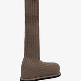 Veneda platform beige knitted stretch boots