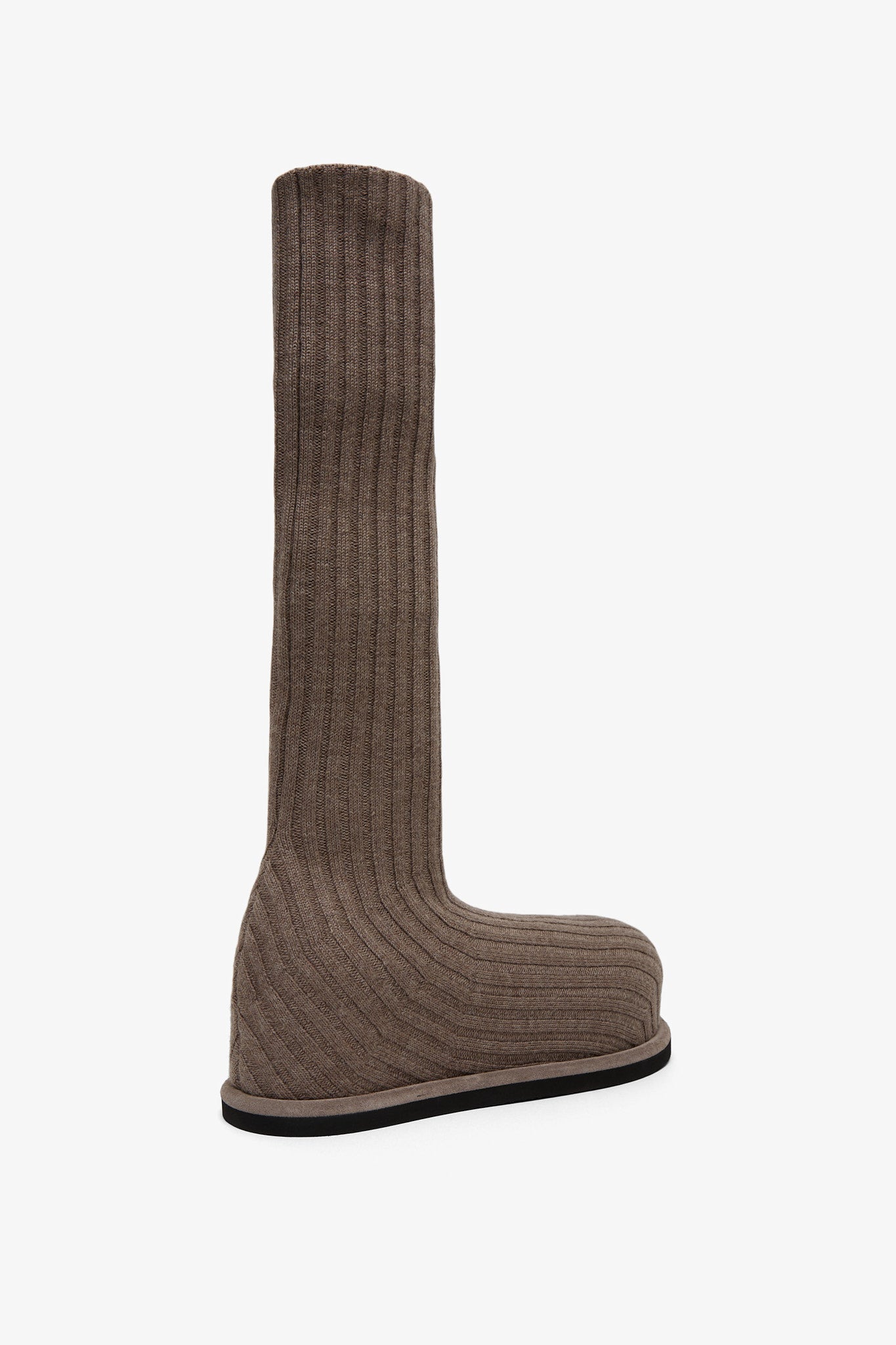 Veneda platform beige knitted stretch boots