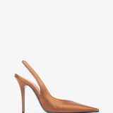 Anok 105 brown satin slingback pumps