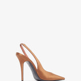 Anok 105 brown satin slingback pumps