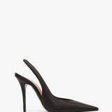 Anok 105 black satin slingback pumps