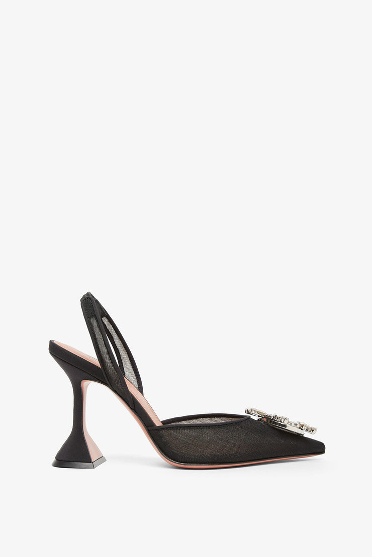 Begum 95 black mesh slingback pumps