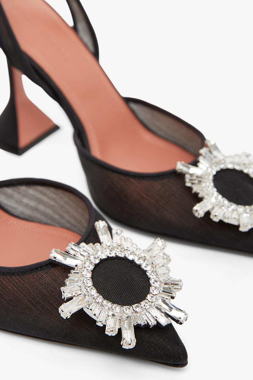 Amina Muaddi | Begum 95 black mesh slingback pumps | Savannahs