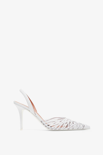 Lori 90 white nappa slingback pumps