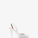 Lori 90 white nappa slingback pumps