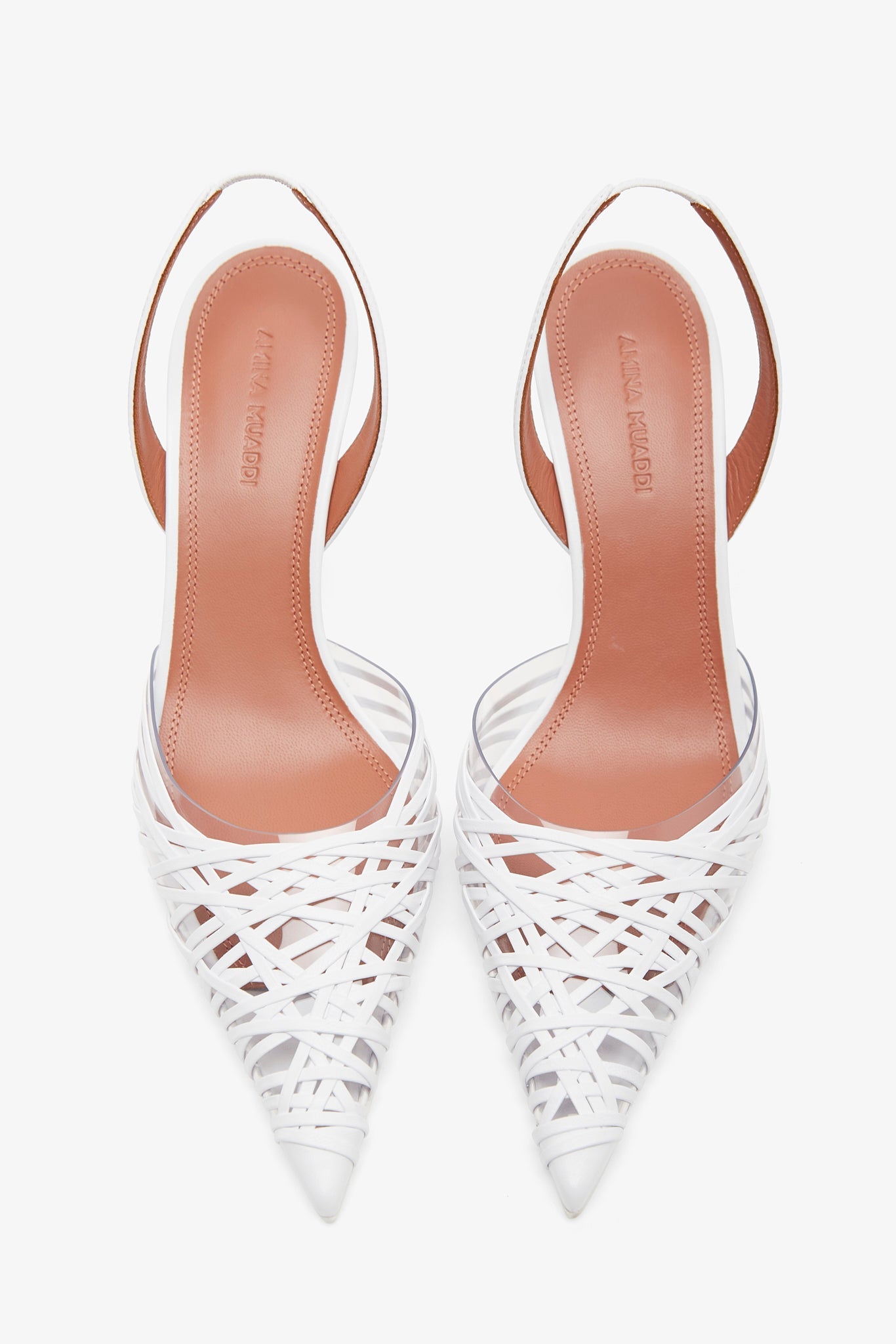 Lori 90 white nappa slingback pumps