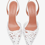 Lori 90 white nappa slingback pumps