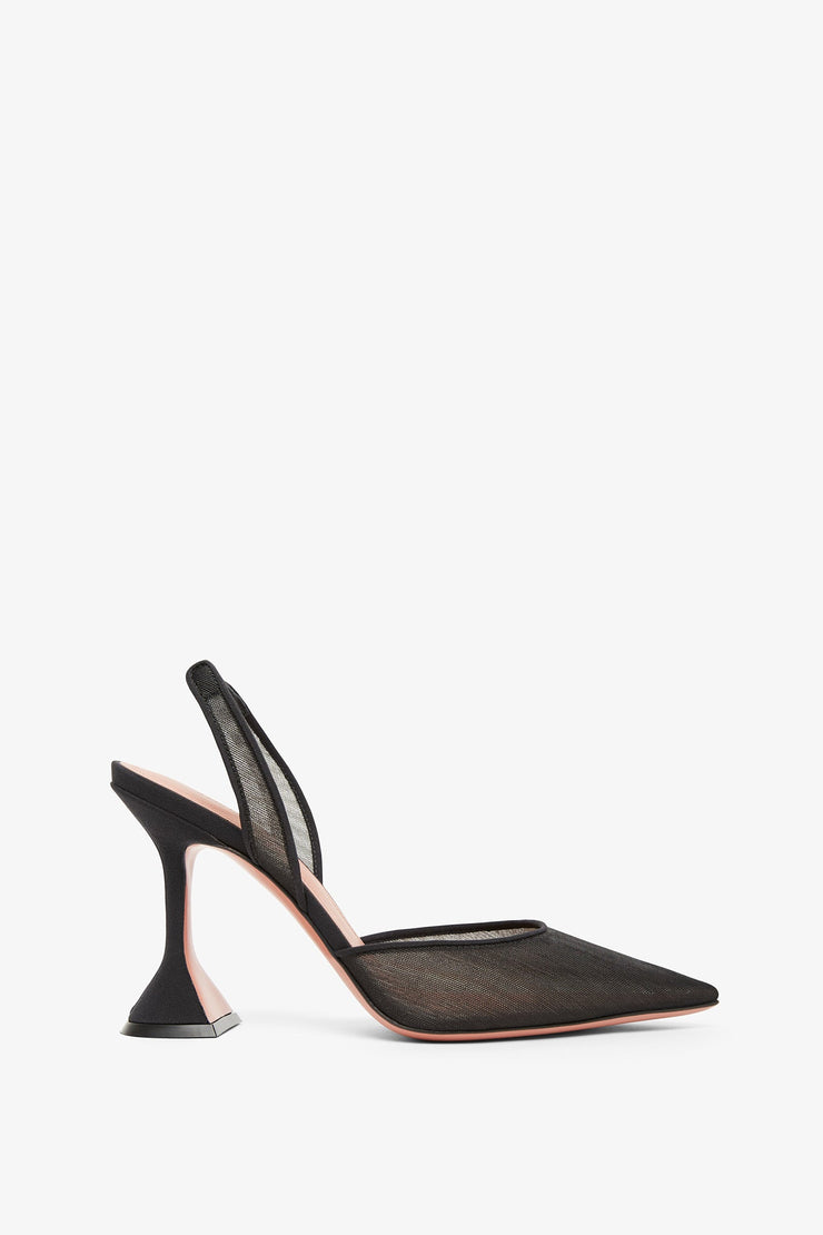 Holli 95 black mesh slingback pumps