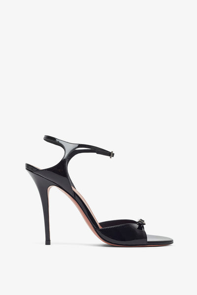 Amina Muaddi | Adut 105 patent black sandals | Savannahs