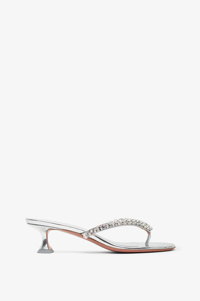 Gigi 45 silver thong mules