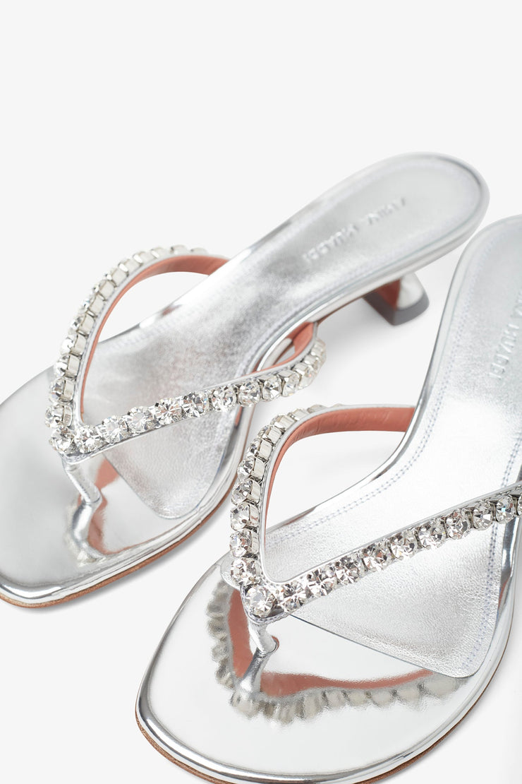 Gigi 45 silver thong mules
