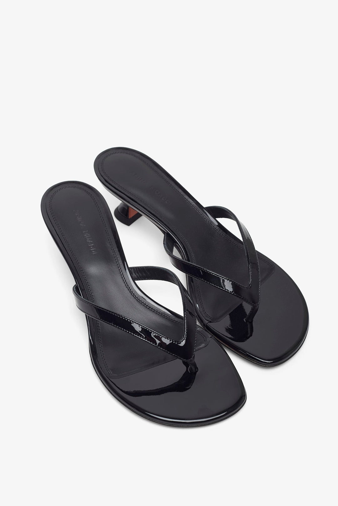 サンダル・ミュール AMINA MUADDI Women Sandals 14S363458ANO BLACK Juliette 45 patent leather thong sandals in black - Amina