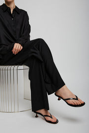 Juliette 45 black patent thong mules