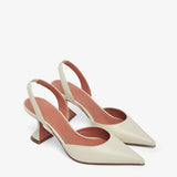 Holli 70 white leather slingbacks