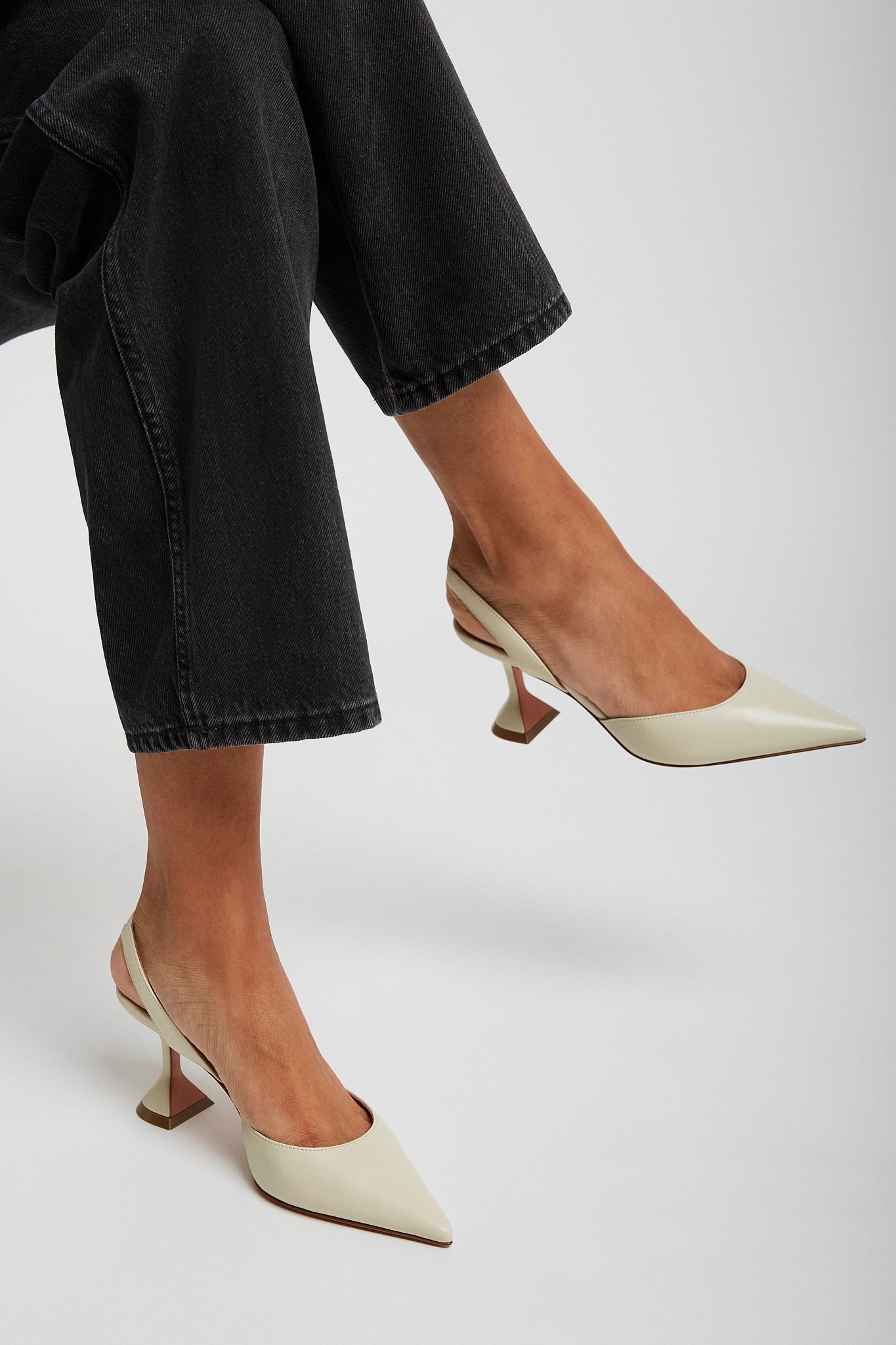 Holli 70 white leather slingbacks