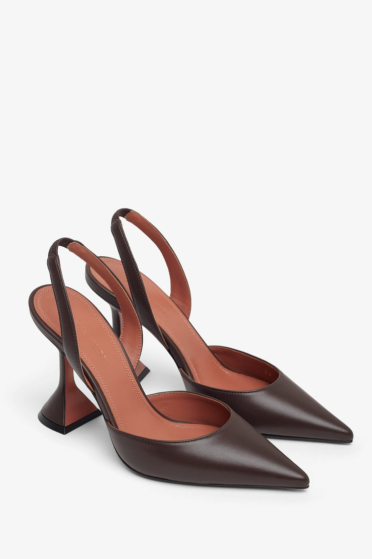 Holli 95 brown leather slingbacks
