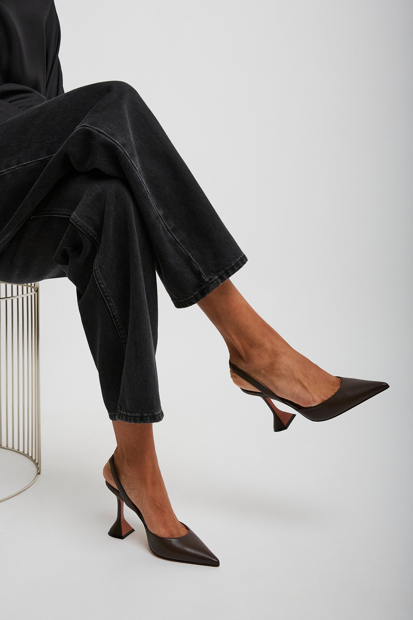 Holli 95 brown leather slingbacks