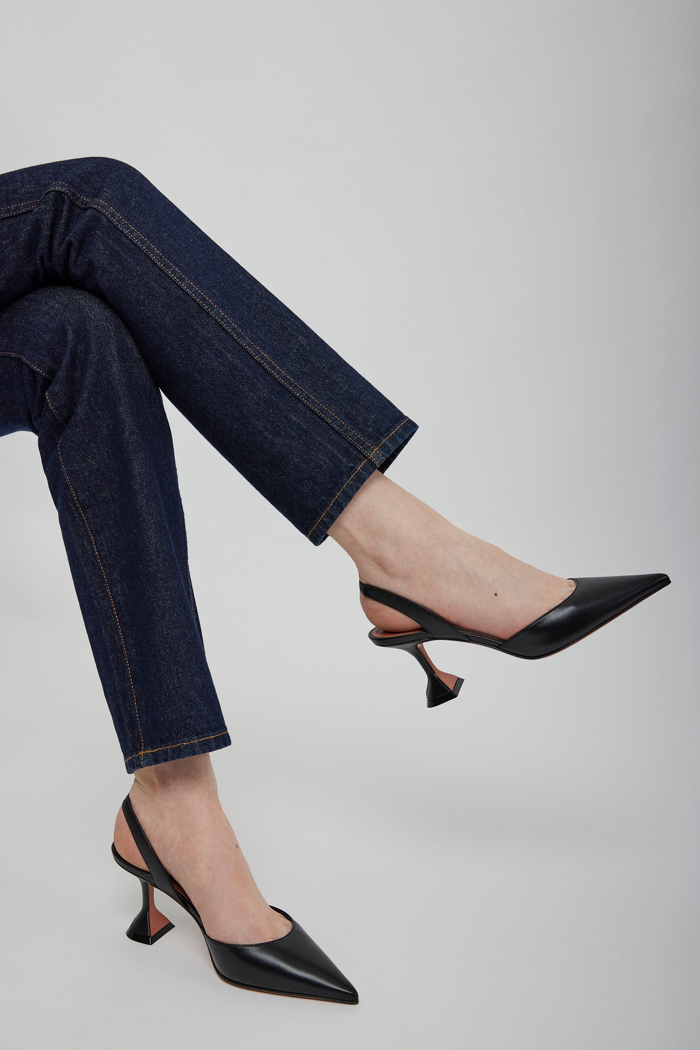 Holli Sling 70 black leather pumps