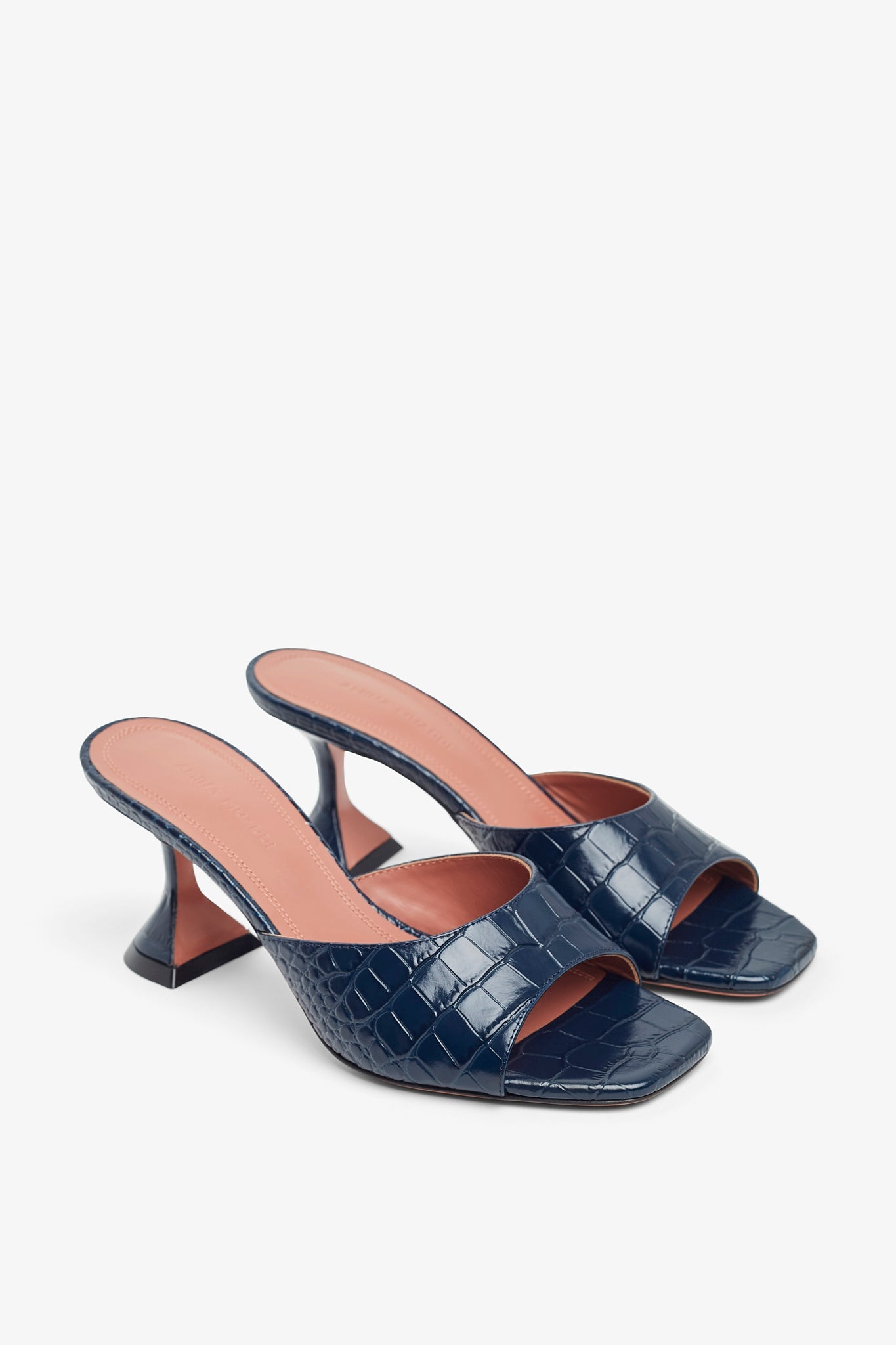 Lupita Slipper 70 navy embossed leather mules