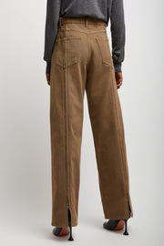 Back zips khaki jeans