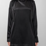 Liquid black knot collar top