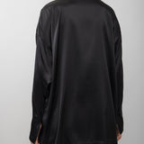 Liquid black knot collar top