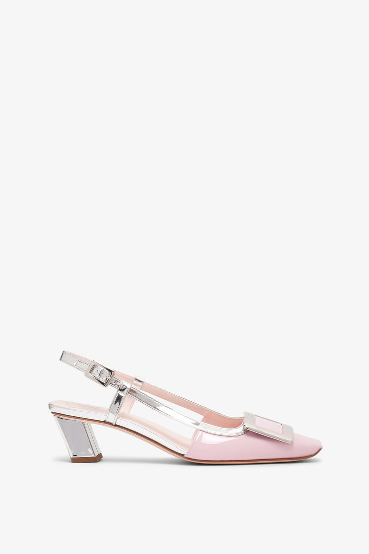 Belle Vivier 45 pink metal buckle slingbacks